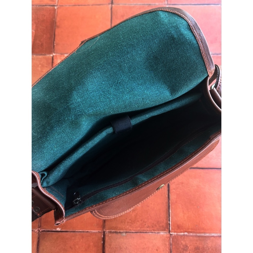 Rustic Town Brown Leather Crossbody Satchel Bag Renaissance Faire 13x11” NWOT - Picture 4 of 6